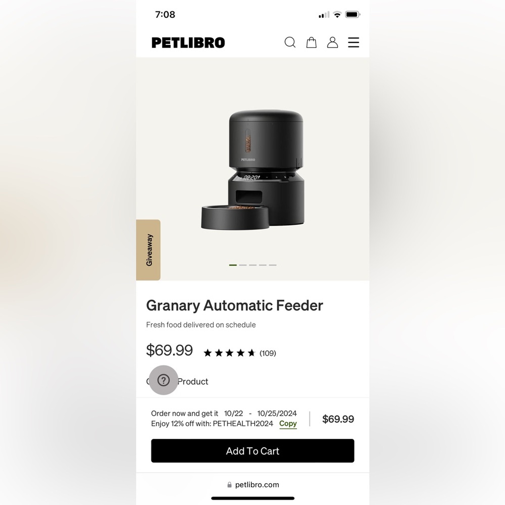 TWO PETLIBRO Granary Automatic Feeders